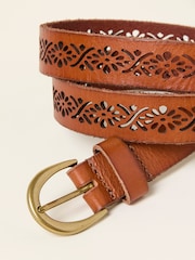 FatFace Tan Brown Cut Out Detail Leather Belt - Image 2 of 2