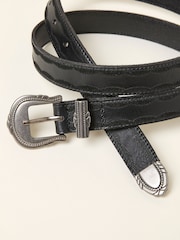 FatFace Black Western Detail Leather Belt - Image 2 of 2
