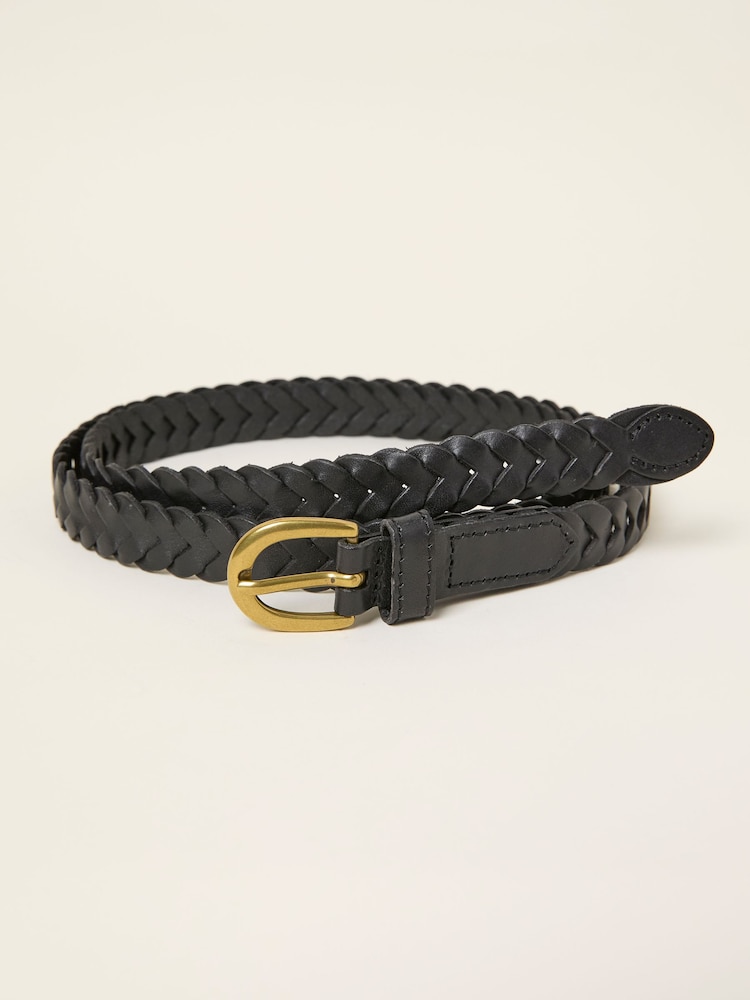 FatFace Black Plait Leather Belt - Image 1 of 2