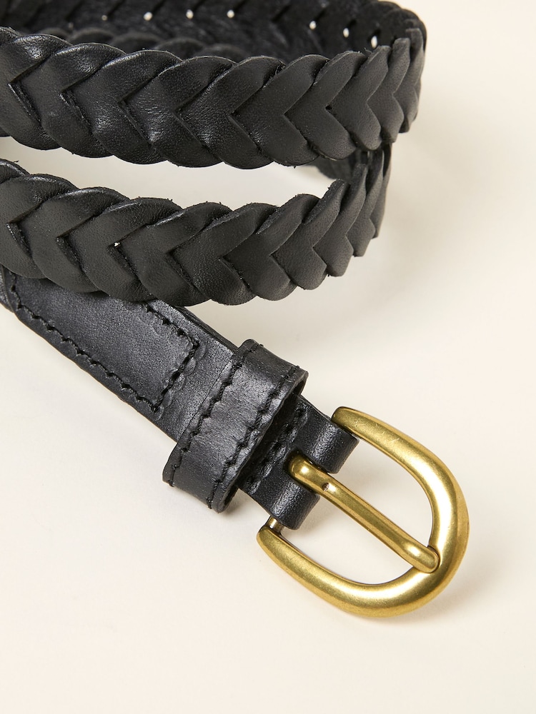 FatFace Black Plait Leather Belt - Image 2 of 2