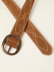 FatFace Tan Brown Suede Embroidered Belt - Image 2 of 2