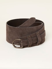 FatFace Chocolate Brown Suede Waist Belt - Image 1 of 2