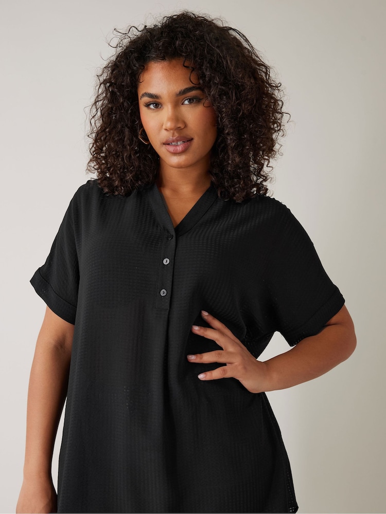 Evans Half Placket Short Sleeve Blouse - Image 3 of 5