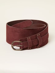 FatFace Burgundy Red Suede Waist Belt - Image 1 of 2