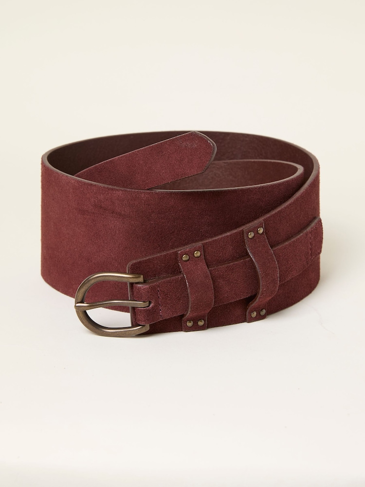 FatFace Burgundy Red Suede Waist Belt - Image 1 of 2