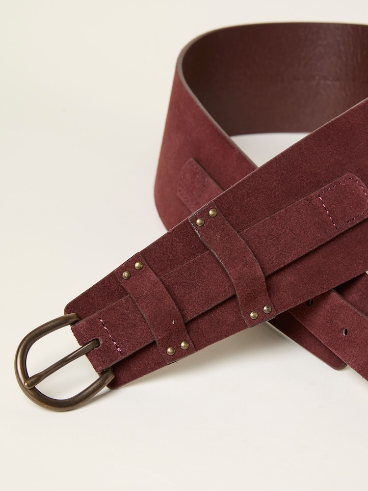 FatFace Burgundy Red Suede Waist Belt - Image 2 of 2