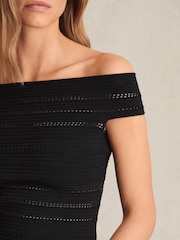 Reiss Black Alessia Bardot Open-Knit Top - Image 4 of 6