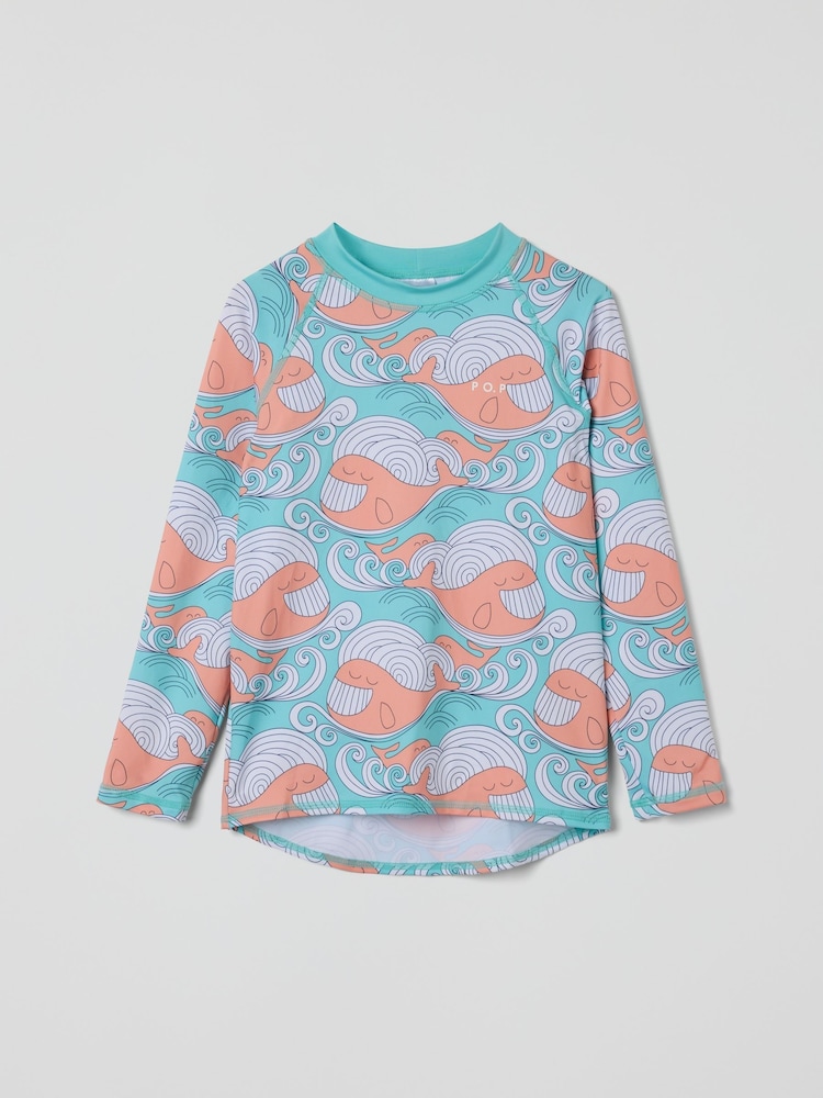 Polarn O. Pyret Blue Whale Print Sunsafe UV Rash Vest - Image 1 of 3 Polarn O. Pyret Blue Whale Print Sunsafe UV Rash Vest - Image 1 of 3