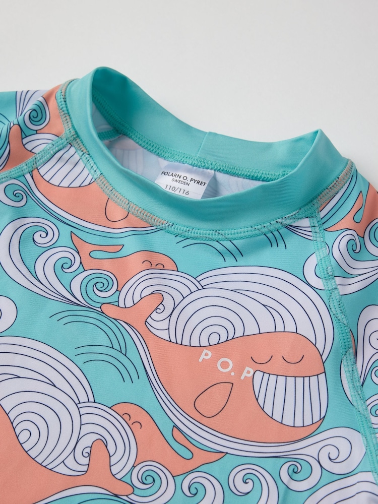 Polarn O Pyret Blue Whale Print Sunsafe UV Rash Vest - Image 2 of 3