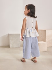 Blue/White Embroidered Blouse and Trousers Co-ord Set (3mths-8yrs) - Image 3 of 4