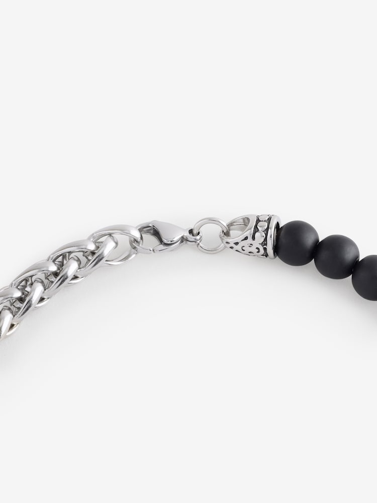 DCK Mens Stone And Chain Black Necklace - Image 2 of 5