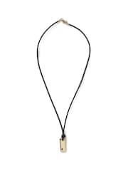 Genuine Leather and Premium Plated Gold Necklace - Image 1 of 2