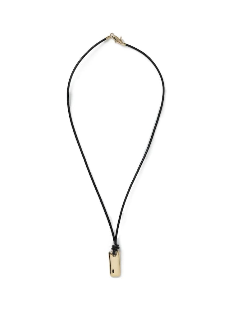 Genuine Leather and Premium Plated Gold Necklace - Image 1 of 2