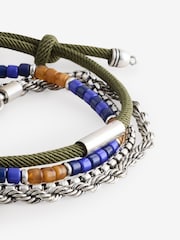 DCK Mens Green Bead And Chain Bracelets 4 Pack - صورة 2 من 5