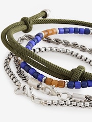 DCK Mens Green Bead And Chain Bracelets 4 Pack - صورة 3 من 5