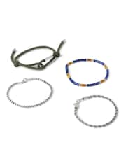 DCK Mens Green Bead And Chain Bracelets 4 Pack - صورة 5 من 5