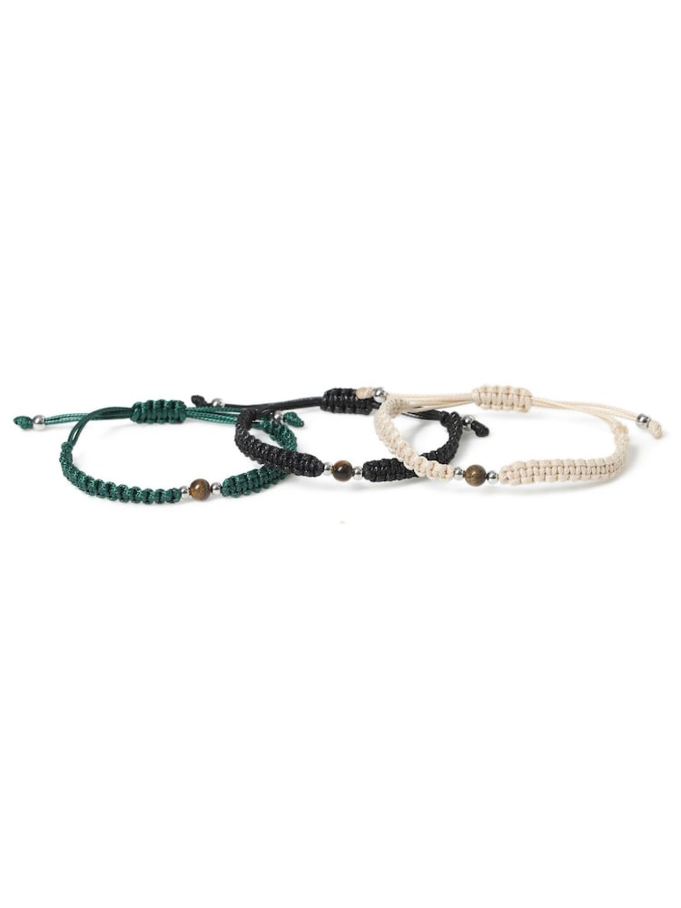 DCK Mens Tigers Eye Corded Black Bracelets 3 Pack - صورة 1 من 2