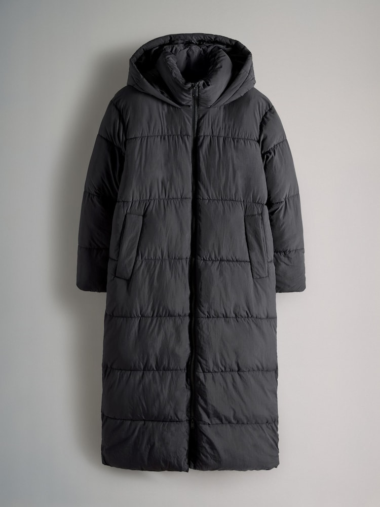 The Set Black Hooded Longline Padded Maxi Coat - Image 1 of 3