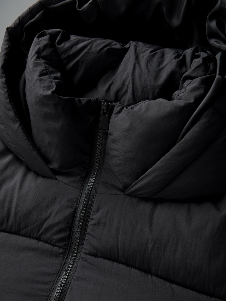 The Set Black Hooded Longline Padded Maxi Coat - Image 2 of 3