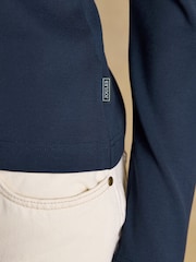 Joules Heidi Navy Frill Neck Jersey Fitted Top - Image 4 of 6
