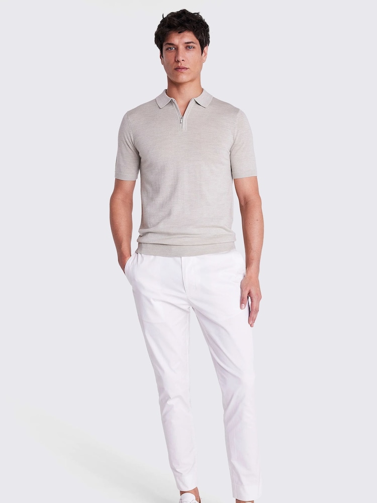 MOSS Grey Light Merino Quarter Zip Polo Shirt - Image 2 of 5