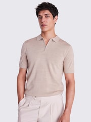 MOSS Natural Light Merino Quarter Zip Polo Shirt - Image 1 of 5