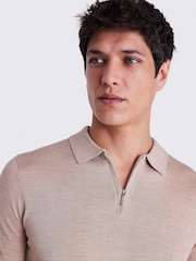 MOSS Natural Light Merino Quarter Zip Polo Shirt - Image 3 of 5