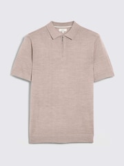 MOSS Natural Light Merino Quarter Zip Polo Shirt - Image 4 of 5