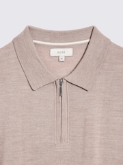 MOSS Natural Light Merino Quarter Zip Polo Shirt - Image 5 of 5