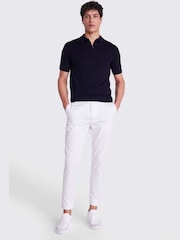 MOSS Blue Light Merino Quarter Zip Polo Shirt - Image 2 of 5