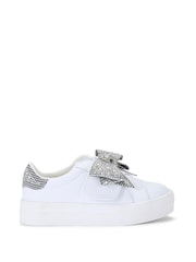 Kurt Geiger London Chrome Silver Mini Laney Bow Trainers - Image 1 of 4