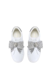 Kurt Geiger London Chrome Silver Mini Laney Bow Trainers - Image 3 of 4