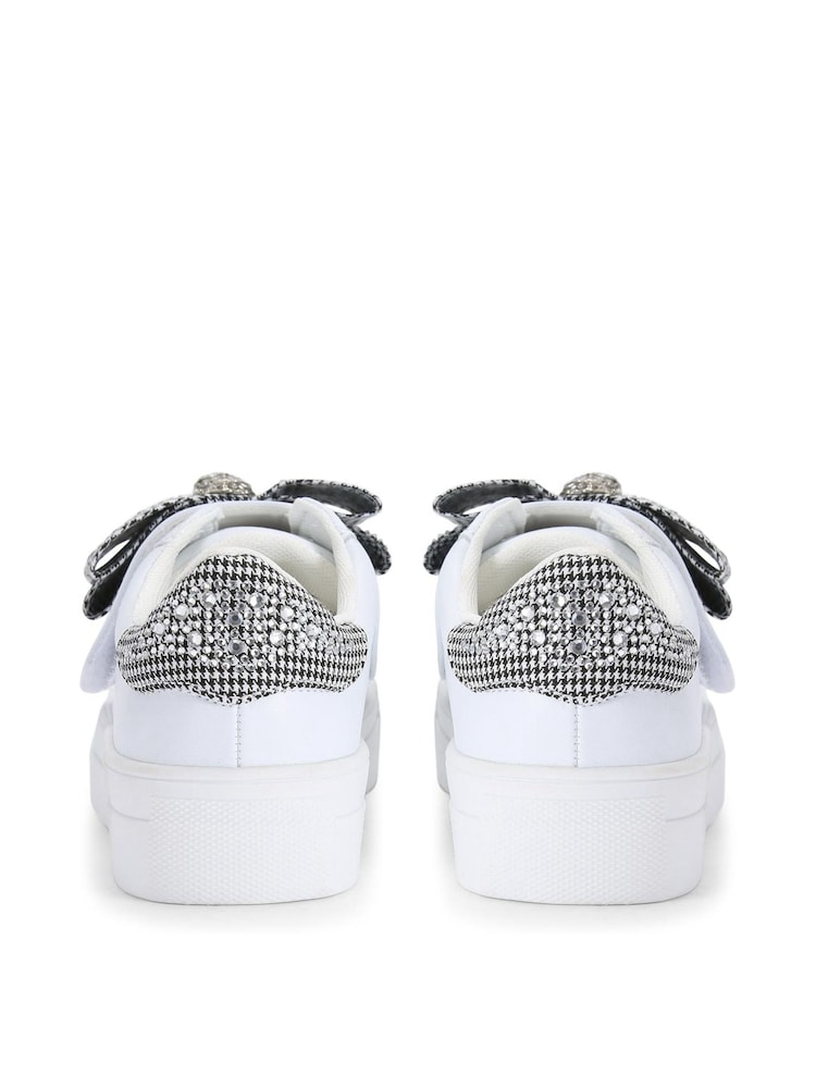 Kurt Geiger London Chrome Silver Mini Laney Bow Trainers - Image 4 of 4