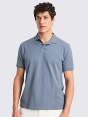 MOSS Blue Pique Polo Shirt - Image 1 of 5