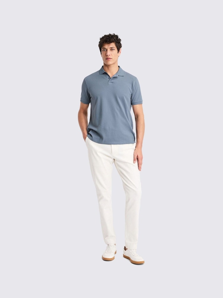 MOSS Blue Pique Polo Shirt - Image 2 of 5
