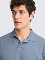 MOSS Blue Pique Polo Shirt - Image 3 of 5
