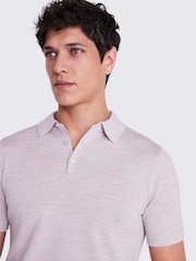 MOSS Natural Merino Knitted Polo Shirt - Image 3 of 5