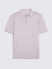 MOSS Natural Merino Knitted Polo Shirt - Image 4 of 5