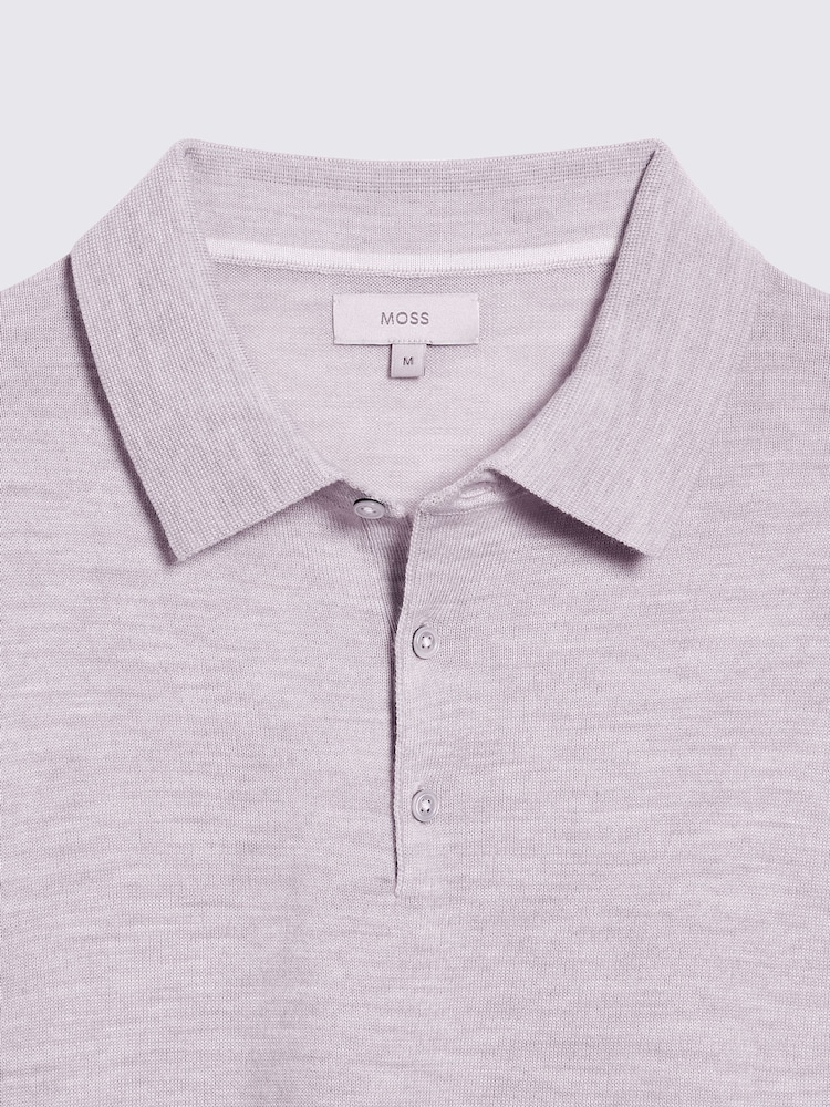 MOSS Natural Merino Knitted Polo Shirt - Image 5 of 5