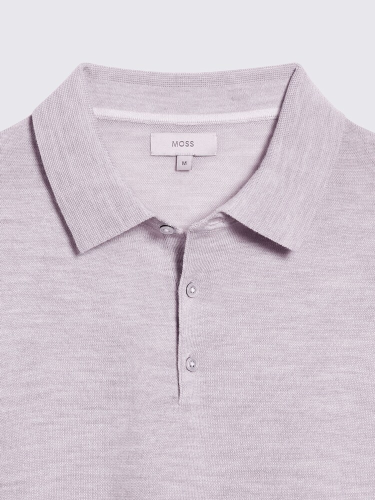 MOSS Natural Merino Knitted Polo Shirt - Image 5 of 5 MOSS Natural Merino Knitted Polo Shirt - Image 5 of 5