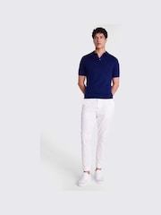 MOSS Blue Light Merino Knitted Polo Shirt - Image 3 of 5