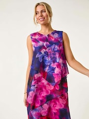 Roman Pink Petite Floral Tiered Dress - Image 1 of 5