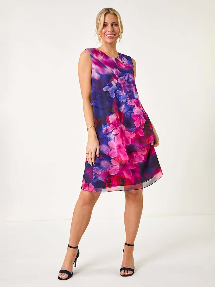 Roman Pink Petite Floral Tiered Dress - Image 2 of 5