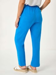 Roman Sky Blue Petite Linen Mix Trousers - Image 3 of 5
