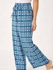 Roman Blue Petite Wide Leg Trousers - Image 4 of 5