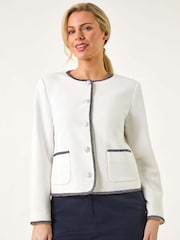 Roman White Petite Button Up Jacket - Image 4 of 5