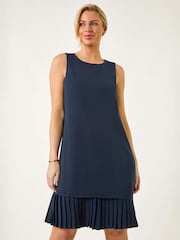 Roman Blue Sleeveless Pleated Hem Shift Dress - Image 1 of 5