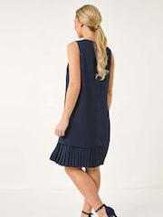 Roman Blue Sleeveless Pleated Hem Shift Dress - Image 3 of 5