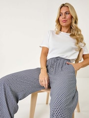Roman Blue Petite Geometric Wide Leg Trousers - Image 1 of 5