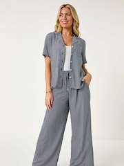 Roman Blue Petite Geometric Wide Leg Trousers - Image 2 of 5